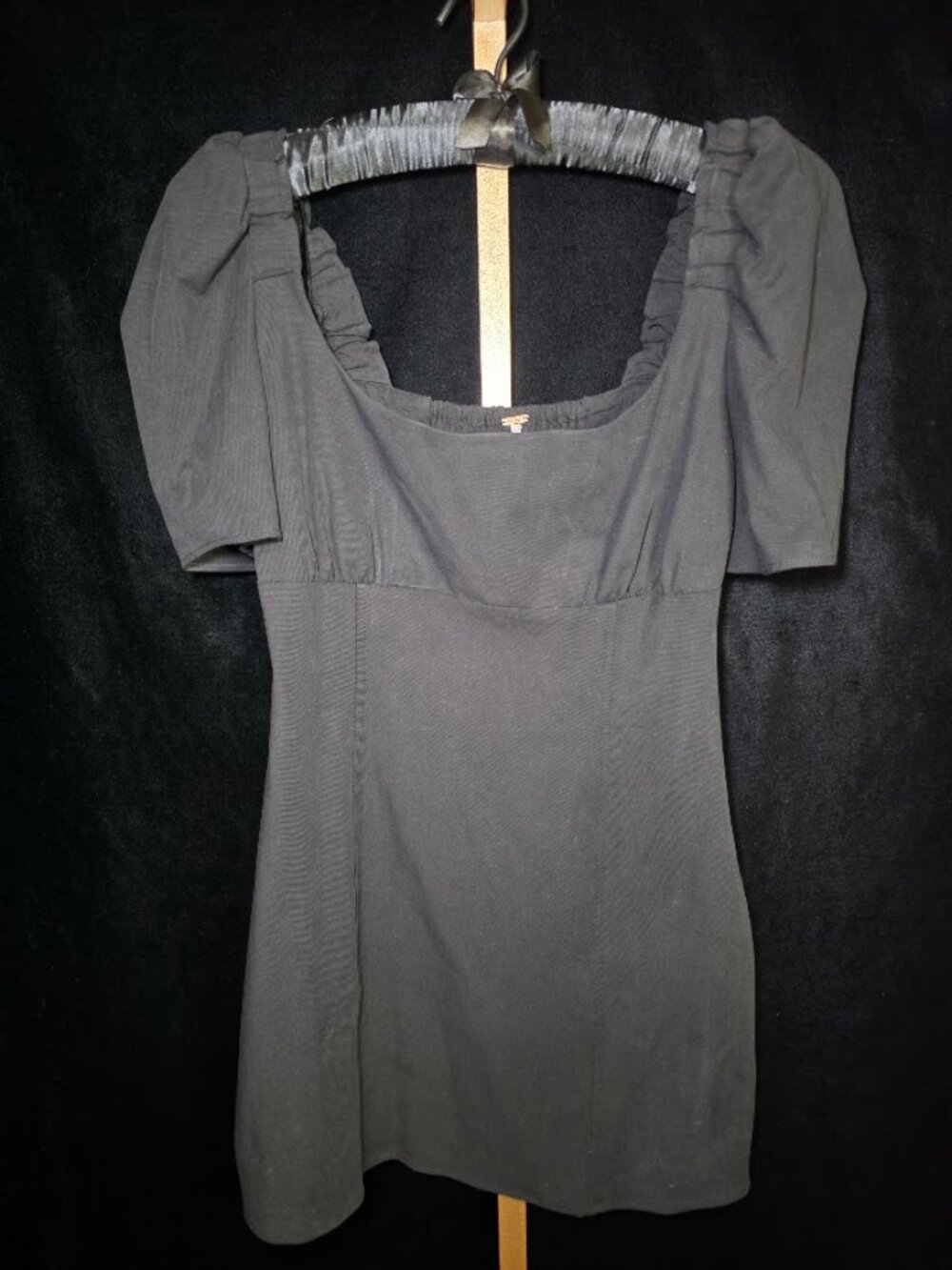 NWT Free People Smocked Back Mini Dress in Black 8